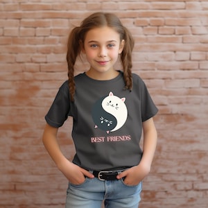 Kids T-Shirt, Girls T-Shirt, Cats Shirt Girls, Ying Yang Shirt Girls, Best Friends Shirt Girls, Best Friends T-Shirt, Cats