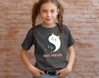 Kinder T-Shirt, Mädchen T-Shirt, Katzen Shirt Mädchen, Ying Yang Shirt Mädchen, Best Friends Shirt Mädchen, Best Friends T-Shirt, Katzen