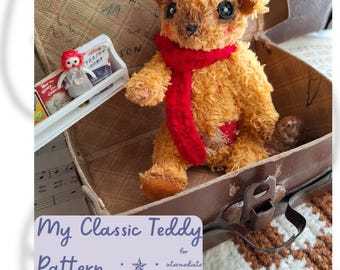 Patrón de costura PDF artista oso de peluche, patrón de juguete suave, oso de peluche, patrón de oso de peluche DIY, juguete vintage, costura de juguete de felpa, felpa Kawaii, bricolaje