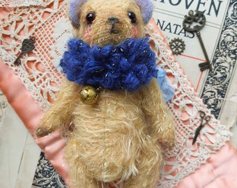 Mika ~ OOAK Golden Mohair Artist Teddy Bear, Handmade Artist Doll, Kawaii Collector's Plush Bear, Handmade Gift Teddy Bear, Vintage Decor