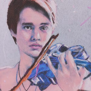 Boy with a Violin Pastel Drawing
