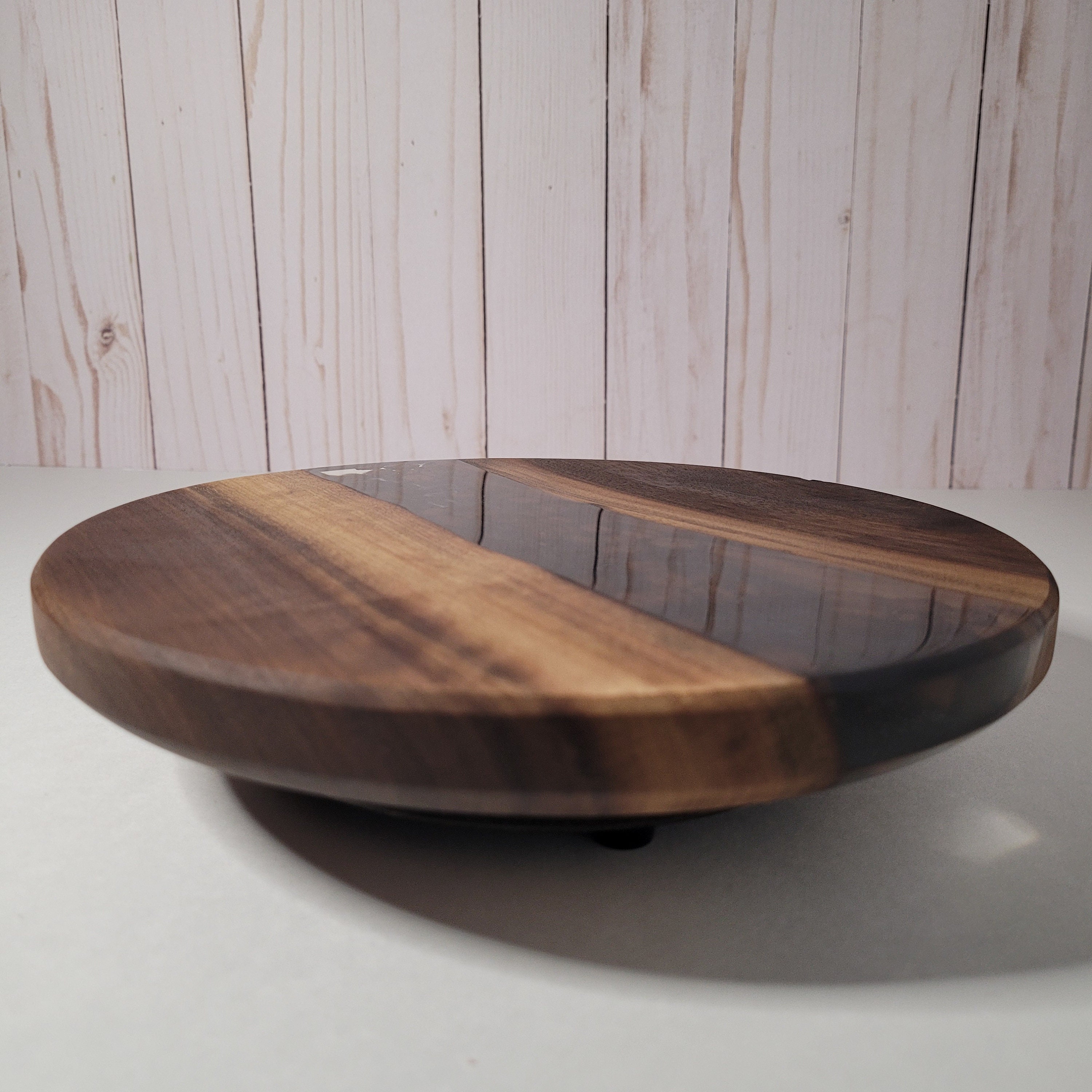 Small Lazy Susan With Live Edge Walnut and Epoxy Resin Small Lazy Susan ...