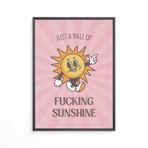 Sunshine Retro Funny Wall Art Afdrukbare – Instant Print Digitale Download Citaat Poster Vintage Decor Kantoor Badkamer Kaarten Keuken Toilet