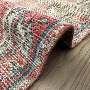 2x4 Red Blue Beige Turkish Rug, 2x4 Handmade Vintage Rug, Oushak Living Room Bedroom Kitchen Kids Entry Laundry Rug,Home Decor,2.3x4.5 Ft