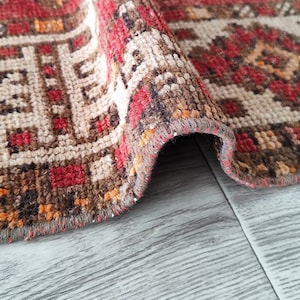 4x8 Red Orange Beige Brown Vintage Rug, 4x8 Handmade Turkish Rug, Oushak Living Room Bedroom Kitchen Kids Entry Rug,Home Decor,3.8x8.0 Ft