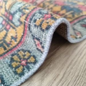 4x8 Red Blue Navy Orange Turkish Rug, 4x8 Handmade Oushak Rug,Vintage Living Room Bedroom Kitchen Kids Entryway Rug,Home Decor,4.4x8.4 Ft