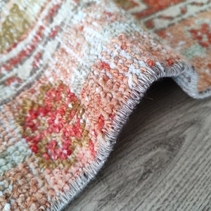 Vintage Turkish Runner Rug 2.9x8.4 ft: Red, Green, Blue Oushak Wool
