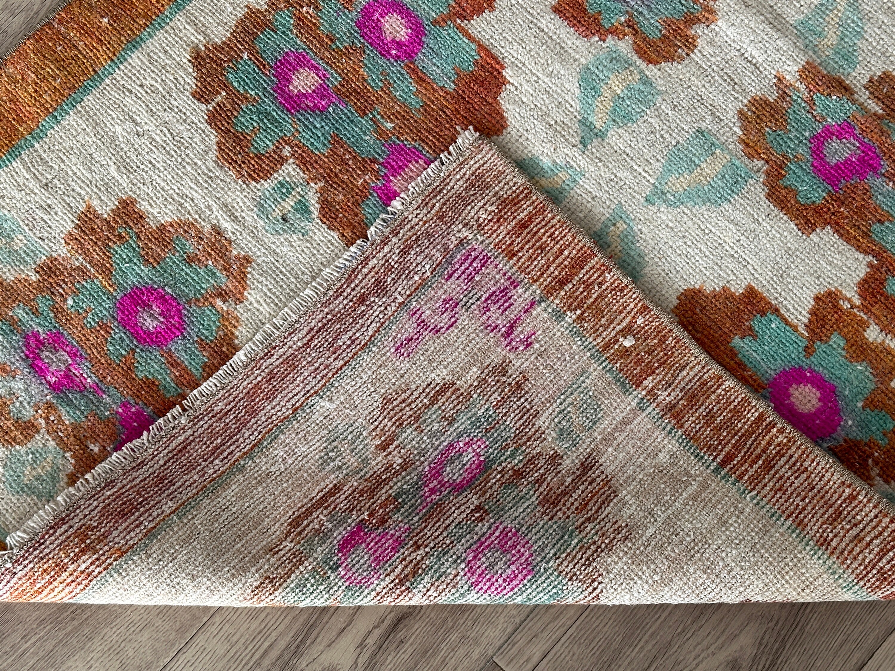 3x5 White Purple Orange Blue Turkish Rug, 3x5 Handmade 3x5 White Purple Orange Blue Turkish Rug, 3x5 Handmade