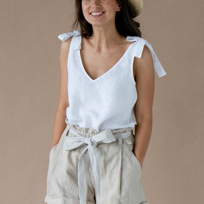 Mare 100% Linen Tank Top White