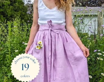 Falda de lino LAVENDER de Solen Mara - Con bolsillos - Largo midi