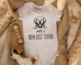 New Best Friend Bodysuit, Custom Baby Bodysuit, Protected By Dog Shirt, Matching BFF Outfit, Personalized Newborn Gift, Custom Baby Shower