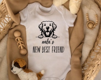 New Best Friend Bodysuit, Custom Baby Bodysuit, Protected By Dog Shirt, Matching BFF Outfit, Personalized Newborn Gift, Custom Baby Shower