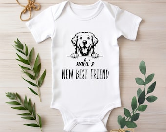 Personalized Baby Bodysuit, Protected By Dog Shirt, New Best Friend Romper, Personalized Newborn Gift, Custom Baby Shower Romper