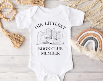 Littlest Book Club Member Baby Bodysuit, Book Lover Baby Outfit, Newborn Bookish, Baby Shower Gift, Reading Family, Pregnancy Announcement