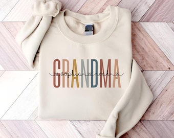 Custom Grandma Sweatshirt Hoodie, Grandkids Name Sweater, Personalized Mothers Day Gift for Grandma, Sweater With Kid Name, Grammy Nana Gigi