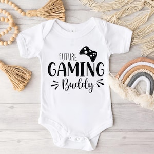 Future Gaming Buddy Bodysuit, Pregnancy Announcement, Baby Onesie, Newborn Baby Shower Gift, Husband Hubby Dad Father Baby Reveal Bodysuit