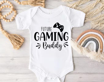 Future Gaming Buddy Bodysuit, Pregnancy Announcement, Baby Onesie, Newborn Baby Shower Gift, Husband Hubby Dad Father Baby Reveal Bodysuit