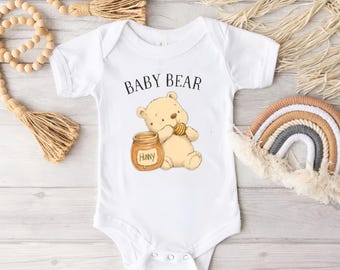Baby Bear Romper, Winnie The Pooh Baby Bodysuit, Pooh Bear Bodysuit Newborn Baby Gift, Baby Reveal Romper, Pregnancy Announcement, New Baby