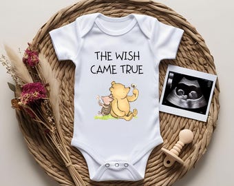 Winnie The Pooh Baby Bodysuit, The Wish Came True Romper, Baby Shower Gift, Coming Soon Baby Outfit, Newborn Gift, Pregnancy Announcement