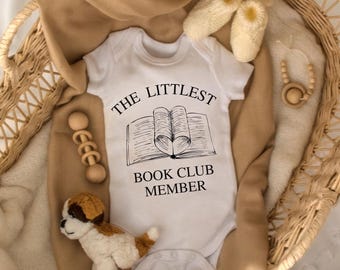 Littlest Book Club Member Baby Bodysuit, Book Lover Baby Outfit, Newborn Bookish, Baby Shower Gift, Reading Family, Pregnancy Announcement