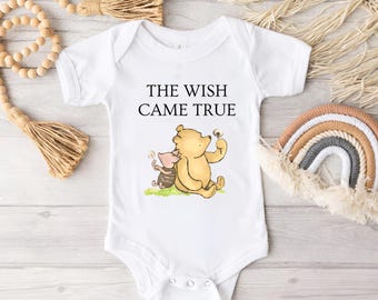 Winnie The Pooh Baby Bodysuit, The Wish Came True Romper, Baby Shower Gift, Coming Soon Baby Outfit, Newborn Gift, Pregnancy Announcement