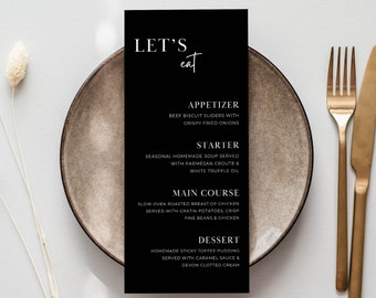 Hochzeit Menü Vorlage | Moderne Monochrome Hochzeit Menü Vorlage | Hochzeits-Menü | Canva Menü Vorlage SOFORT Download | Digitaler Download