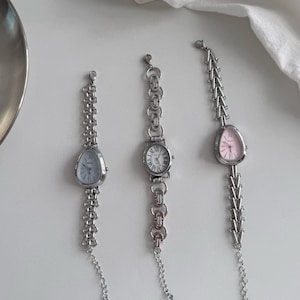 Punk Chain Watch Bracelet,Stainless Steel Chunky Links Watch,Irregular-shaped Watch Face,Adjustable Fit, Statement Wristwatch Jewelry
