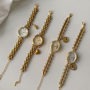 Elegant vintage-inspired gold watch bracelets,Retro Roman numeral faces Wristwatch,Classic Timepiece,Perfect Birthday, Anniversary Gift