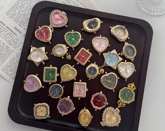 Set di quadranti misti per orologi, mini quadranti per orologi color oro, a forma di cuore, ovali e a forma di stella, materiali per la creazione di gioielli fai da te, quadranti assortiti per orologi