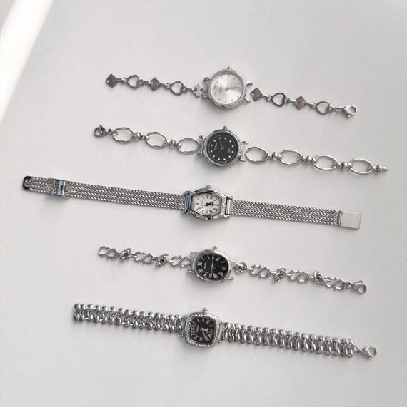 Customizable Vintage Watch Bracelet, Silver Chain Watches, Unique Women Wristwatch Jewelry,Dainty Watch,Adjustable Retro Style Gift for Her