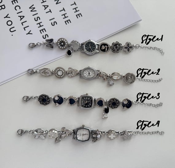 Silver Watch Bracelet,mixed Charms and Decorative Links  display picture 1