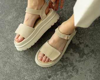 Platform Suede Sandals Women | Adjustable Strap Sandals | Comfortable Summer Platform Shoes