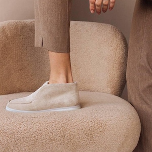 Shoes made of genuine suede, classic ankle boots, comfortable boots for every day