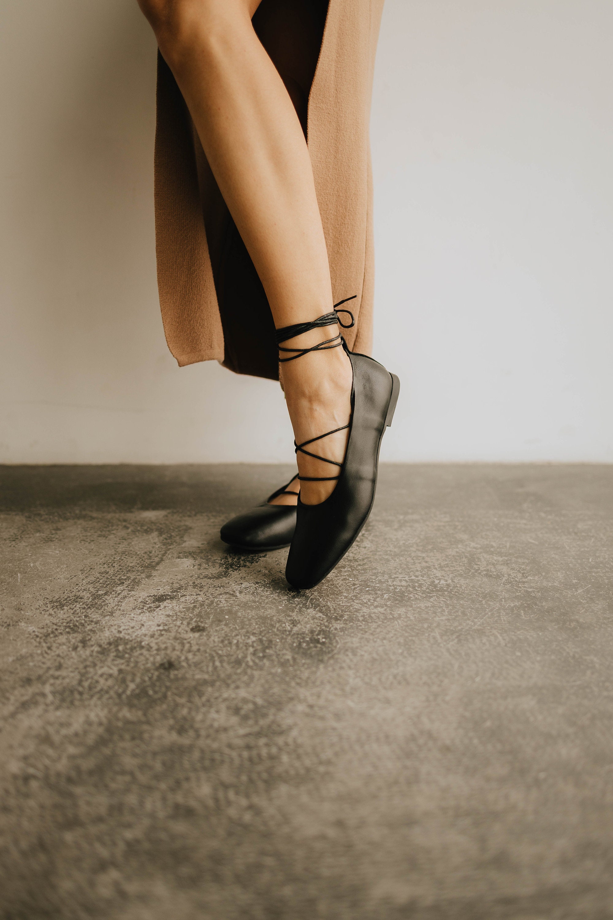 Black Laceup Ballet Shoes, Flatsoled Boat Shoes, Mary Jane's Black — free download