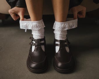 Brown Leather Mary Jane Loafers, Strap Loafers, Leather Mary Jane, Schoolgirl Shoes, Classic Mary Jane Shoes, Vintage Loafer Style