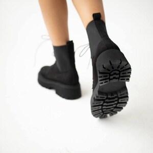 Handmade black nubuck ankle boots with lining options