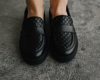 Lofeer in Natural Leather, Platform Shoes, Lofer in Quilted 