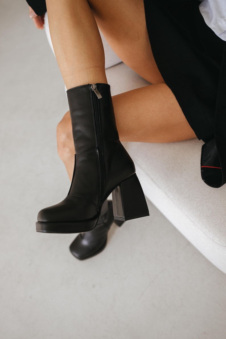 Women’s square toe leather ankle boots for everyday wear