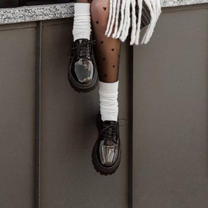 Flats, genuine leather loafers, chunky loafers, black oxfords, chunky shoes, comfortable platform shoes, black chunky monks, lace-up loafers
