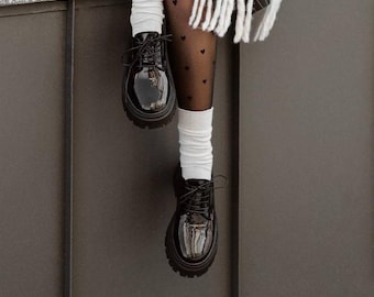 Flats, genuine leather loafers, chunky loafers, black oxfords, chunky shoes, comfortable platform shoes, black chunky monks, lace-up loafers