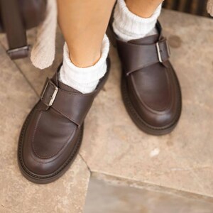 Classic handmade slip-on leather loafers with leather lining