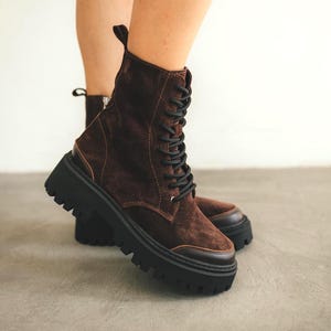 Suede Lace up Boots - Etsy