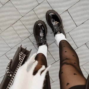 Flats, genuine leather loafers, chunky loafers, black oxfords, chunky shoes, comfortable platform shoes, black chunky monks, lace-up loafers