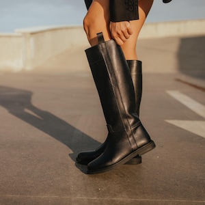 Hoge jockey boots, laarzen van echt leer, damesjockey boots, hoge laarzen