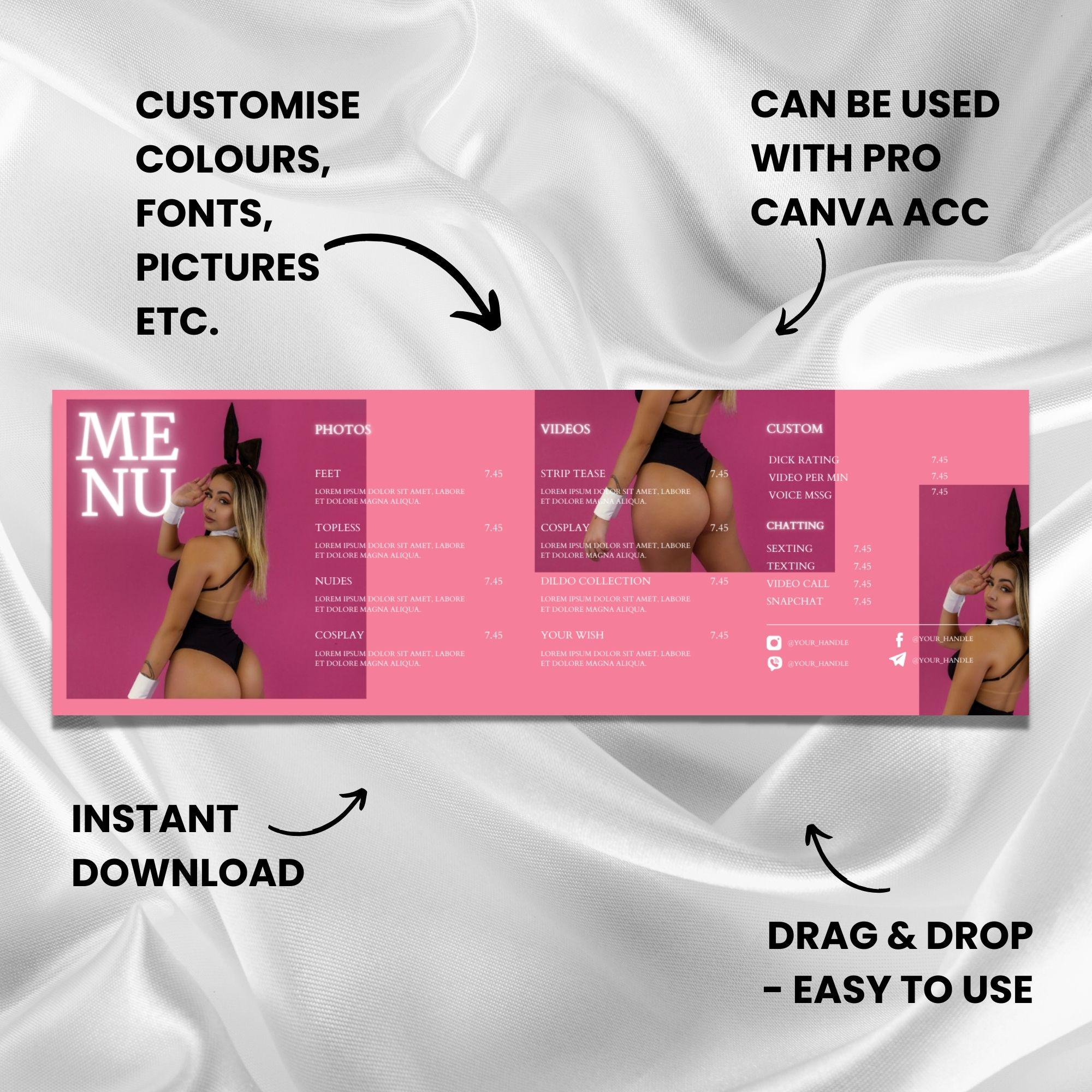 Onlyfans Tip Menu | Editable Template | Canva Template, Tip Menu ...
