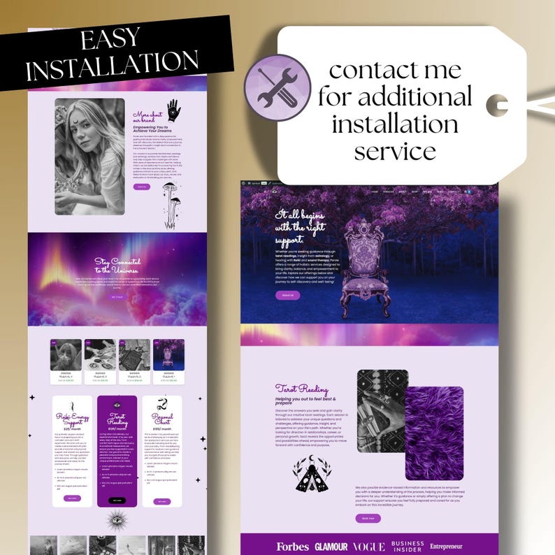 This WordPress theme and Elementor website template is the ultimate choice for female entrepreneurs, healers, and astrologers. With an integrated ecommerce website and sales page, it allows businesses to showcase their services and products with a magical and elegant design.