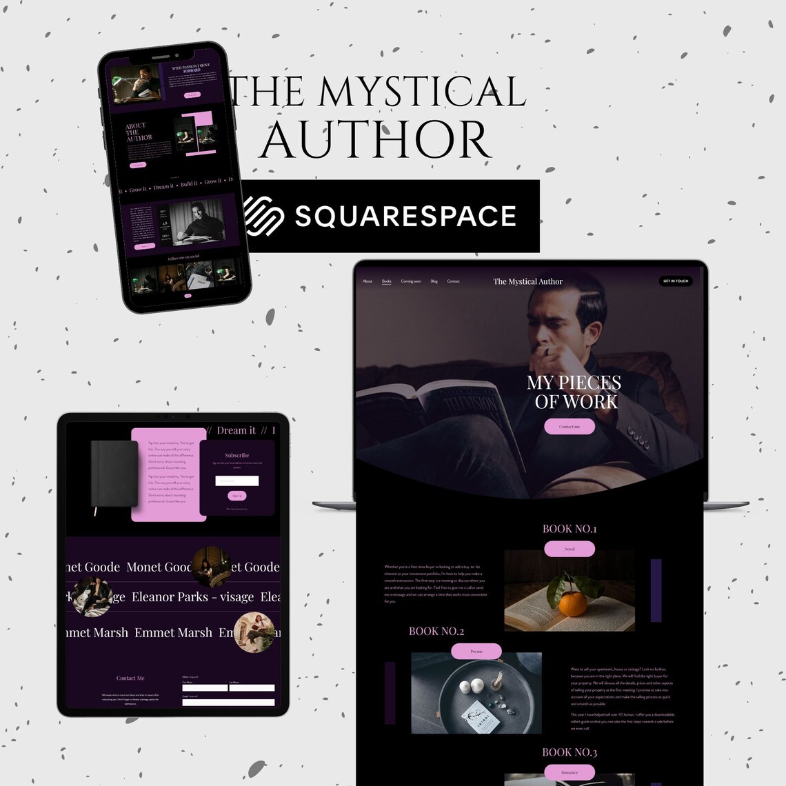 Author Website Template, Squarespace Website Template Authors