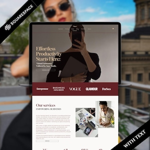 Squarespace 7.1 Website Template for Creative Agency, Social Media Manager & Virtual Assistant – Modern, Minimal, Responsive, SEO Ready Web