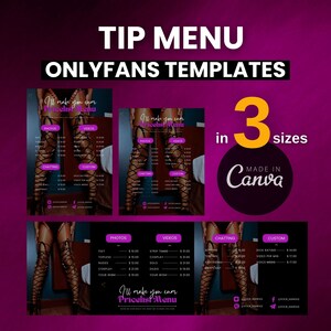 Onlyfans Tip Menu Editable Template Canva Template, Tip Menu Templates