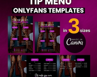OnlyFans Tipp Menü | Bearbeitbare Vorlage | Canva Vorlage, Tip Menü Vorlagen, Fansly Vorlage, Modernes Tip Menü, Onlyfans Menü Digitaler Download
